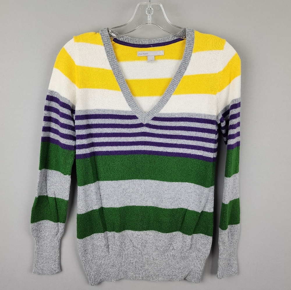 Old Navy Sweater - Striped V-Neck  Sz Small